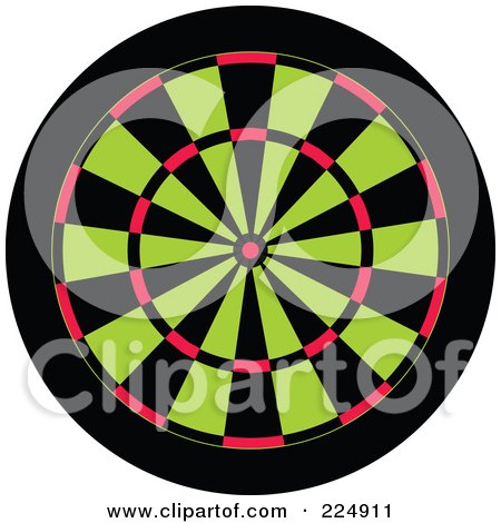 Royalty-Free (RF) Clipart Illustration of a Green, Red And Black Dart Board by Prawny