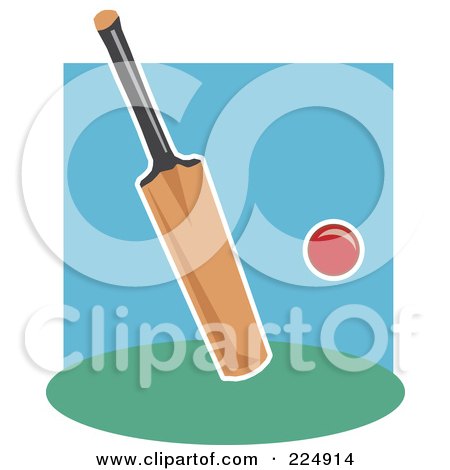 Royalty-Free (RF) Clipart Illustration of a Cricket Bat And Red Ball by Prawny