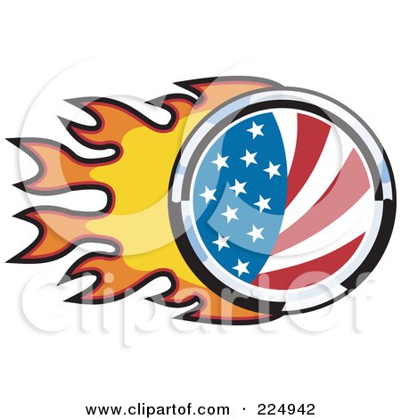 Royalty-Free (RF) Clipart Illustration of a Flaming American Flag Logo by patrimonio