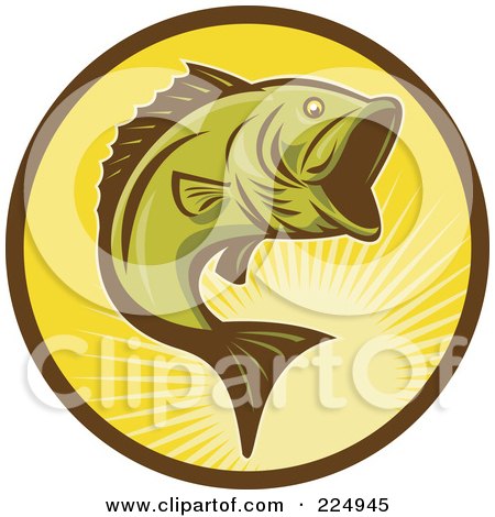 Royalty-Free (RF) Clipart Illustration of a Yellow Largemouth Bass Logo by patrimonio