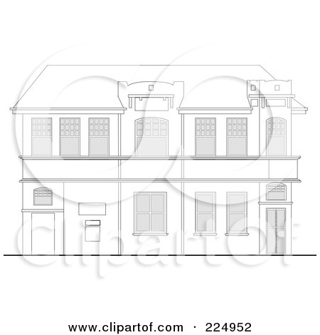 Royalty-Free (RF) Clipart Illustration of a Building Facade Sketch - 2 by patrimonio