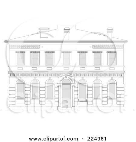 Royalty-Free (RF) Clipart Illustration of a Building Facade Sketch - 1 by patrimonio