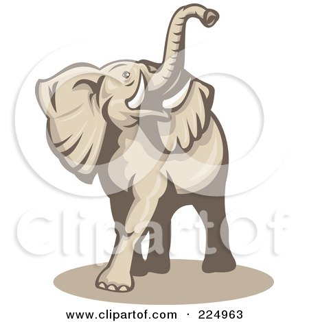 Royalty-Free (RF) Clipart Illustration of a Beige Elephant Logo by patrimonio
