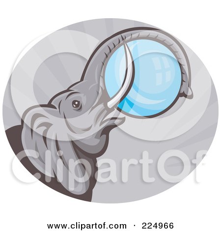 Royalty-Free (RF) Clipart Illustration of a Elephant And Ball Logo by patrimonio