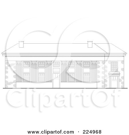 Royalty-Free (RF) Clipart Illustration of a Brick Building Facade Sketch - 1 by patrimonio