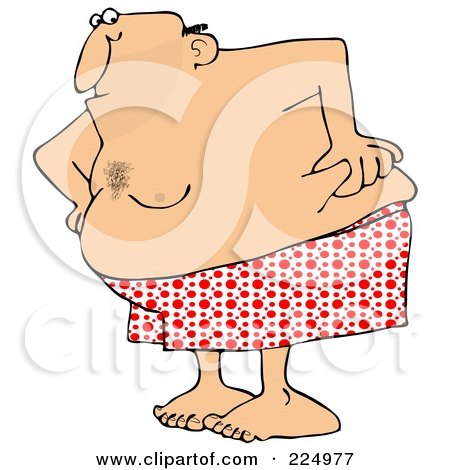 Royalty-Free (RF) Clipart Illustration of a Fat Man In His Boxers, Pinching His Love Handles by djart