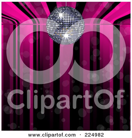 Royalty-Free (RF) Clipart Illustration of a Pink And Black Disco Ball Music Background by elaineitalia
