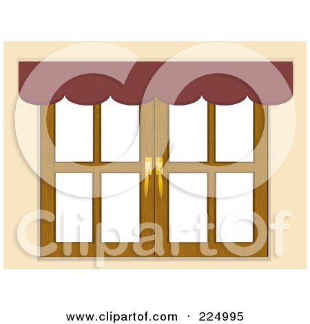 Royalty-Free (RF) Clipart Illustration of a Valance Above A Window Against White by elaineitalia