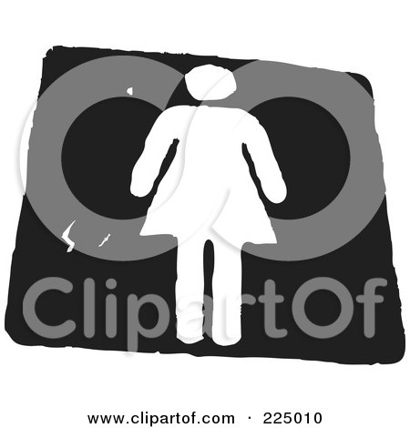 Royalty-Free (RF) Clipart Illustration of a Black And White Ladies Restroom Sign by Prawny