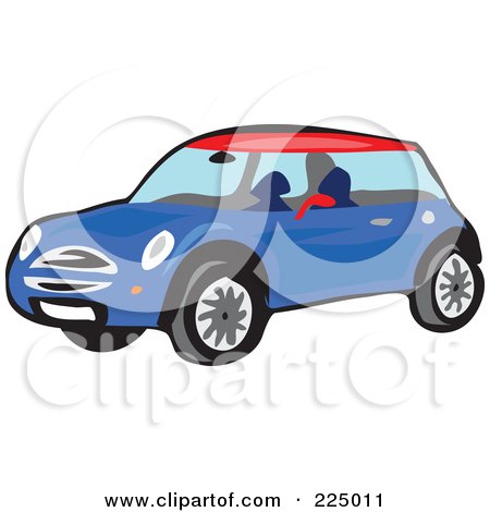Royalty-Free (RF) Clipart Illustration of a Blue Mini Car by Prawny