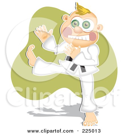 Royalty-Free (RF) Clipart Illustration of a Karate Boy Kicking by Prawny