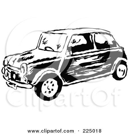 Royalty-Free (RF) Clipart Illustration of a Black And White Mini Car by Prawny