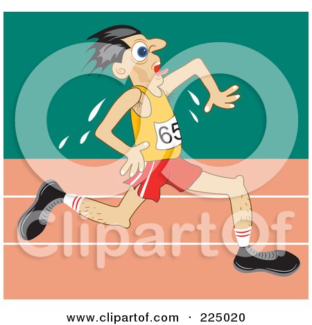 Royalty-Free (RF) Clipart Illustration of a Sweaty Man Running On A Track by Prawny