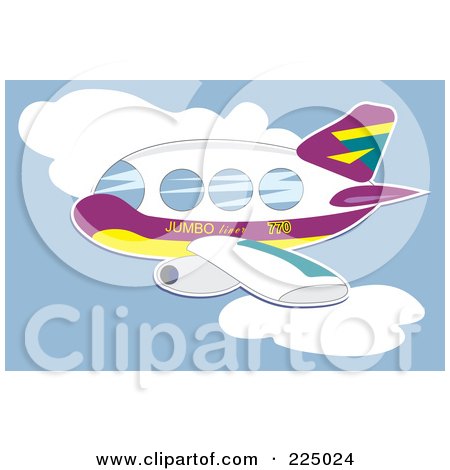Royalty-Free (RF) Clipart Illustration of a Cute Jumbo Jet Flying In The Sky by Prawny