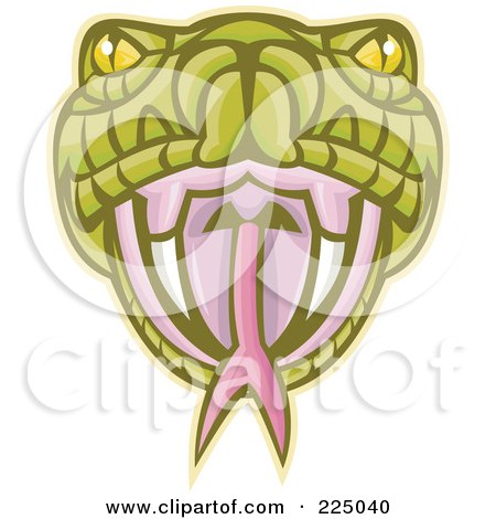 Royalty-Free (RF) Clipart Illustration of a Green Viper Snake Head Logo by patrimonio