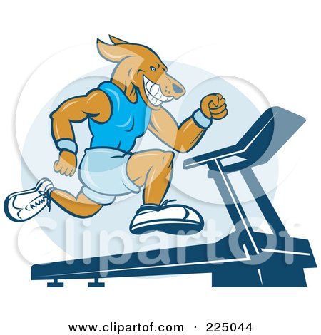 Royalty-Free (RF) Clipart Illustration of a Dog Sprinting On A Treadmill by patrimonio