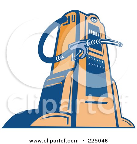 Royalty-Free (RF) Clipart Illustration of a Retro Blue And Orange Gas Pump by patrimonio
