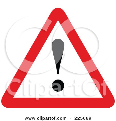 Royalty-Free (RF) Clipart Illustration of a Red And White Exclamation Point Triangle Sign by Prawny