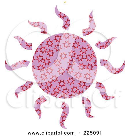Royalty-Free (RF) Clipart Illustration of a Purple And Red Star Patterned Sun by Prawny