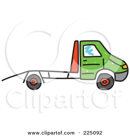 Royalty-Free (RF) Clipart Illustration of a Green And Red Car Transporter Truck by Prawny