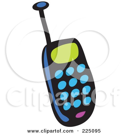 Royalty-Free (RF) Clipart Illustration of a Blue Whimsy Cell Phone by Prawny