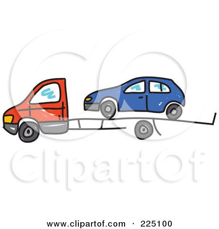 Royalty-Free (RF) Clipart Illustration of a Blue Car on a Truck by Prawny