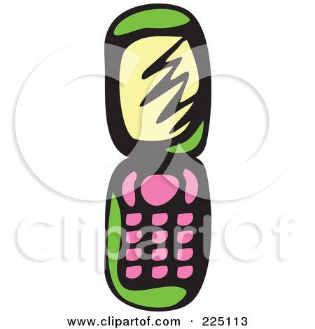 Royalty-Free (RF) Clipart Illustration of a Green Whimsy Cell Phone by Prawny