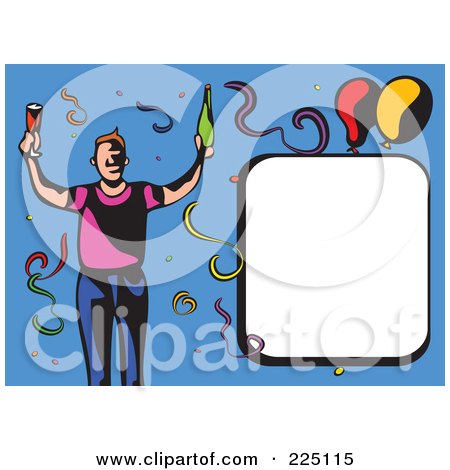 Royalty-Free (RF) Clipart Illustration of a Whimsy Party Guy With Copyspace by Prawny