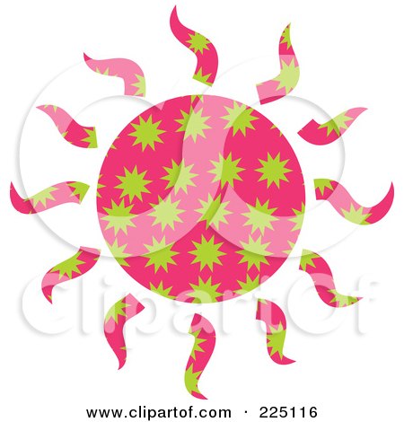 Royalty-Free (RF) Clipart Illustration of a Pink Patterned Sun by Prawny