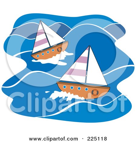 Royalty-Free (RF) Clipart Illustration of Sailboats on Blue Water by Prawny