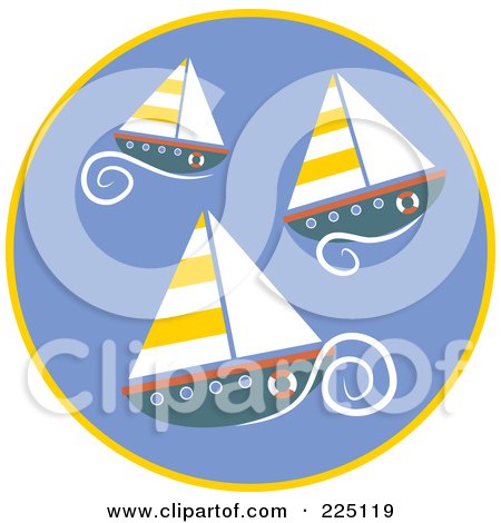 Royalty-Free (RF) Clipart Illustration of a Circle of Three Sailboats by Prawny