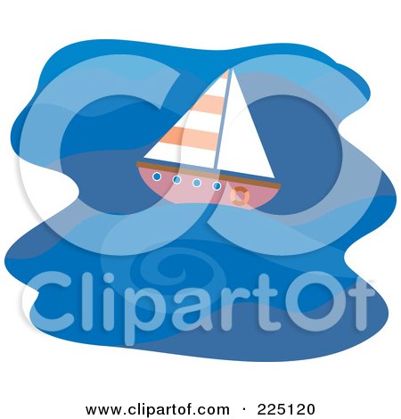 Royalty-Free (RF) Clipart Illustration of a Lone Sailboat On Blue Waters by Prawny