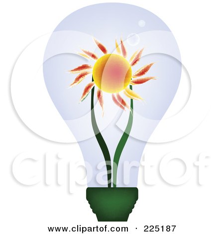 Royalty-Free (RF) Clipart Illustration of a Hot Sun Inside An Electric Light Bulb by JR