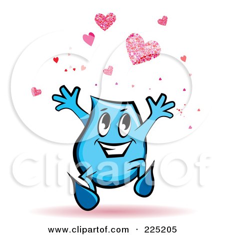 Royalty-Free (RF) Clipart Illustration of a Blue Blinky Cartoon Character With Hearts by MilsiArt
