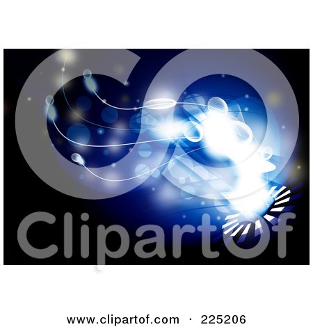 Royalty-Free (RF) Clipart Illustration of a Background Of Bright Light And Tentacles Emerging From A Circle And On Blue And Black by MilsiArt