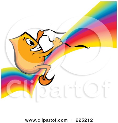 Royalty-Free (RF) Clipart Illustration of a Blinky Cartoon Character Riding On A Rainbow by MilsiArt