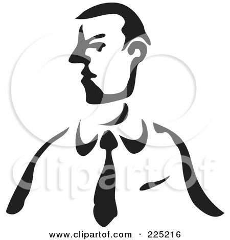 Royalty-Free (RF) Clipart Illustration of a Black And White Thick Line Drawing Of A Businessman - 1 by Prawny