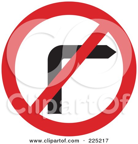 Royalty-Free (RF) Clipart Illustration of a Red And White Round Right Turn Prohibited Sign by Prawny
