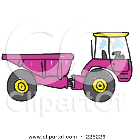 Royalty-Free (RF) Clipart Illustration of a Sketched Purple Tipper Dump Truck by Prawny