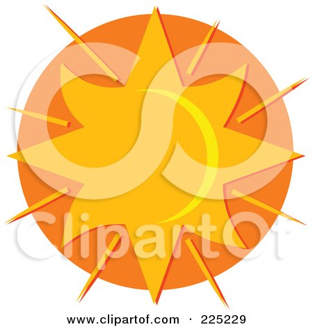 Royalty-Free (RF) Clipart Illustration of a Star Like Sun Over Orange by Prawny