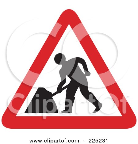 Royalty-Free (RF) Clipart Illustration of a Red And White Road Work Triangle Sign by Prawny