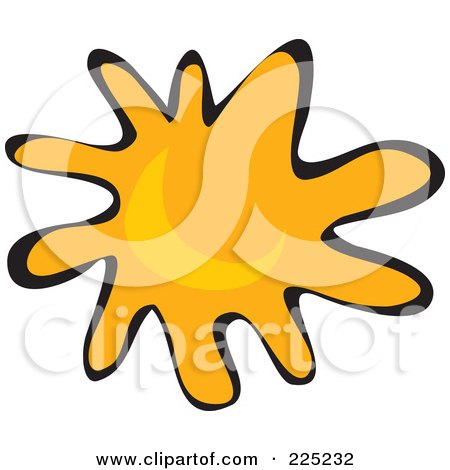 Royalty-Free (RF) Clipart Illustration of an Orange Splat Shaped Sun by Prawny