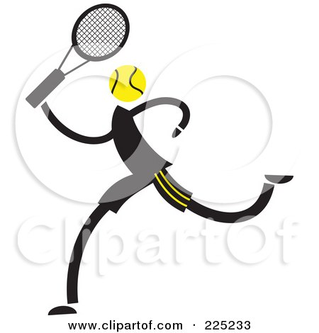 Royalty-Free (RF) Clipart Illustration of a Tennis Ball Head Person Running by Prawny