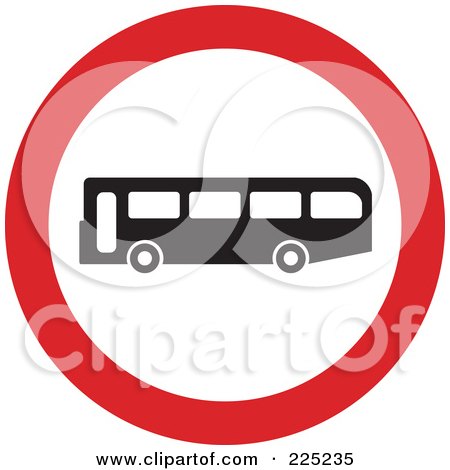 Royalty-Free (RF) Clipart Illustration of a Red And White Round Bus Sign by Prawny