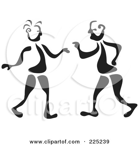Royalty-Free (RF) Clipart Illustration of a Black And White Thick Line Drawing Of Men Talking by Prawny