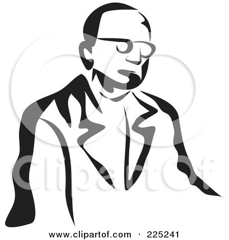 Royalty-Free (RF) Clipart Illustration of a Black And White Thick Line Drawing Of A Businessman - 3 by Prawny