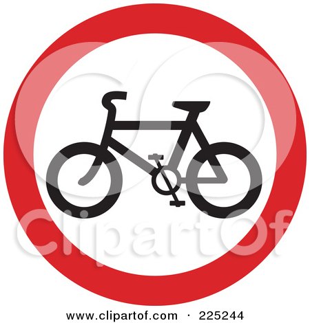Royalty-Free (RF) Clipart Illustration of a Red And White Round Bicycle Sign by Prawny