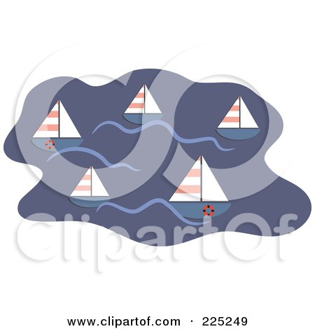 Royalty-Free (RF) Clipart Illustration of a Sailboats on Dark Water by Prawny