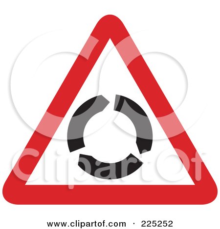 Royalty-Free (RF) Clipart Illustration of a Red And White Roundabout Triangle Sign by Prawny