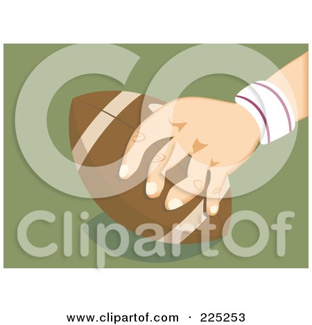 Royalty-Free (RF) Clipart Illustration of a Hand Completing A Touch Down With A Football by Prawny
